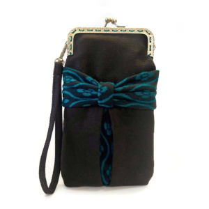 Mini sac vintage brun et turquoise avec fermoir vintage bronze